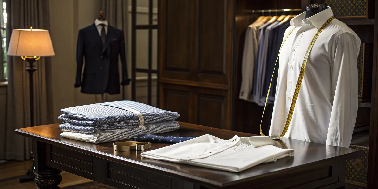 A measuring tape and premium fabrics for crafting the best made to measure shirts.